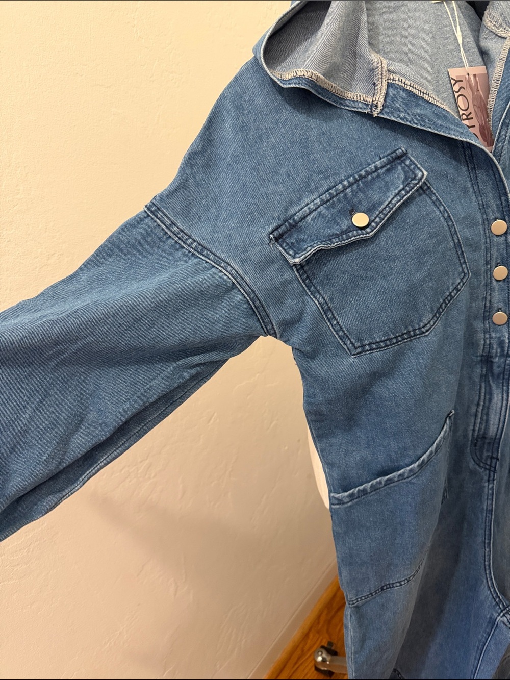 Oyrosy NWT Denim Hooded Women's oversize Jumpsuit Balloon Pant - Picture 4 of 10